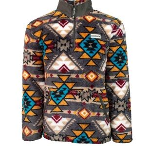 Hooey Kids Aztec Fleece Jacket - Gray, Blue, Orange